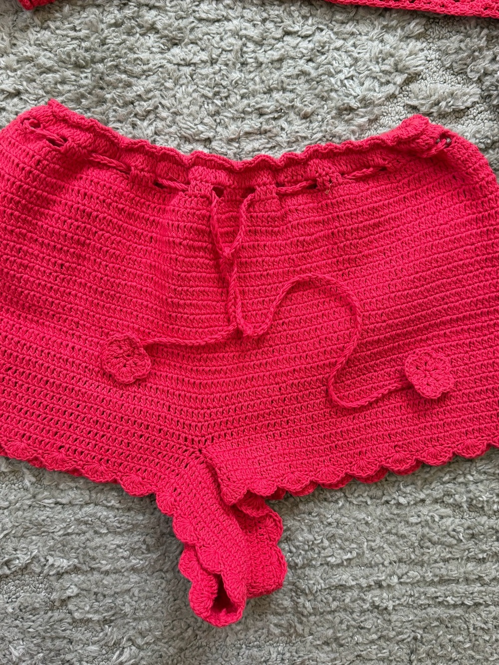 Else Red High-Waist Crochet Shorts - Women's Summer Knit - Picture 7 of 7